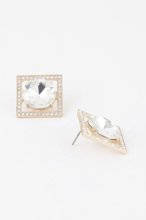 Framed Rhinestone Stud Earrings – Polished Sparkle
