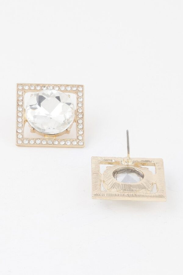 Framed Rhinestone Stud Earrings – Polished Sparkle