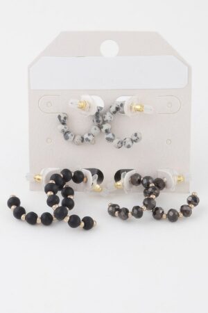 Crystal Bead Hoop Earrings Set – Sparkling Hoops
