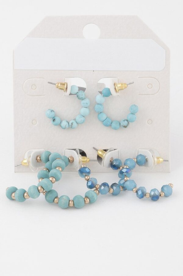 Crystal Bead Hoop Earrings Set – Sparkling Hoops