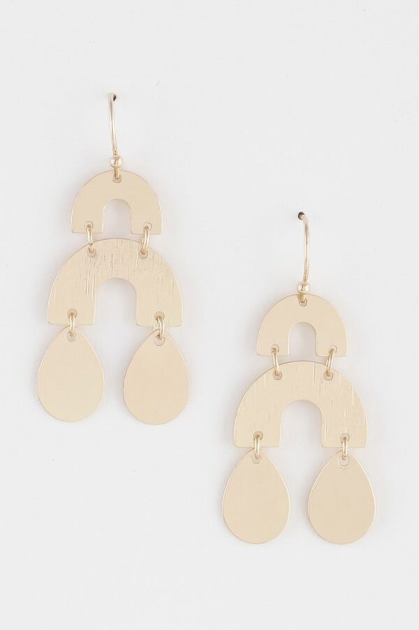 Double Arch Teardrop Earrings – Layered Geometric Drop