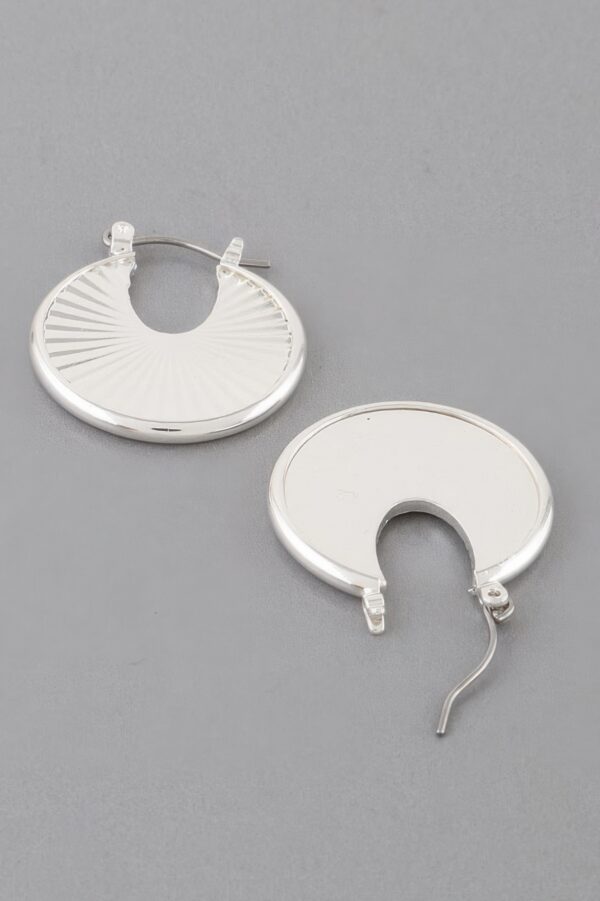 Rising Disk Hoop Earrings – Polished Disk Detail