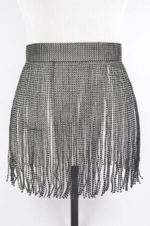 Rhinestone Fringe Waist Belt – Cascading Sparkle