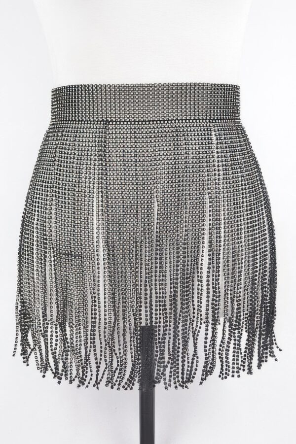 Rhinestone Fringe Waist Belt – Cascading Sparkle