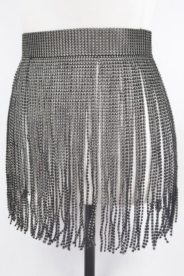 Rhinestone Fringe Waist Belt – Cascading Sparkle