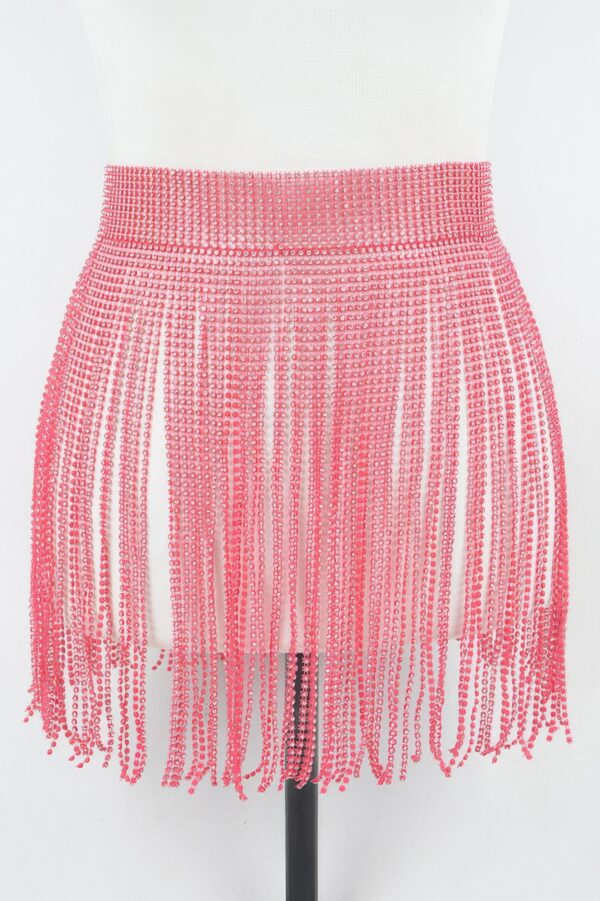Rhinestone Fringe Waist Belt – Cascading Sparkle