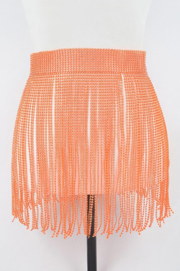 Rhinestone Fringe Waist Belt – Cascading Sparkle