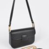 Faux Leather Shoulder Bag – Mixed-Metal Hardware