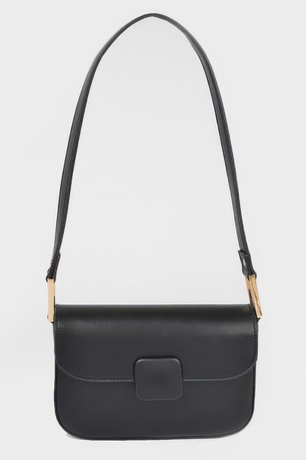 Faux Leather Shoulder Bag – Mixed-Metal Hardware
