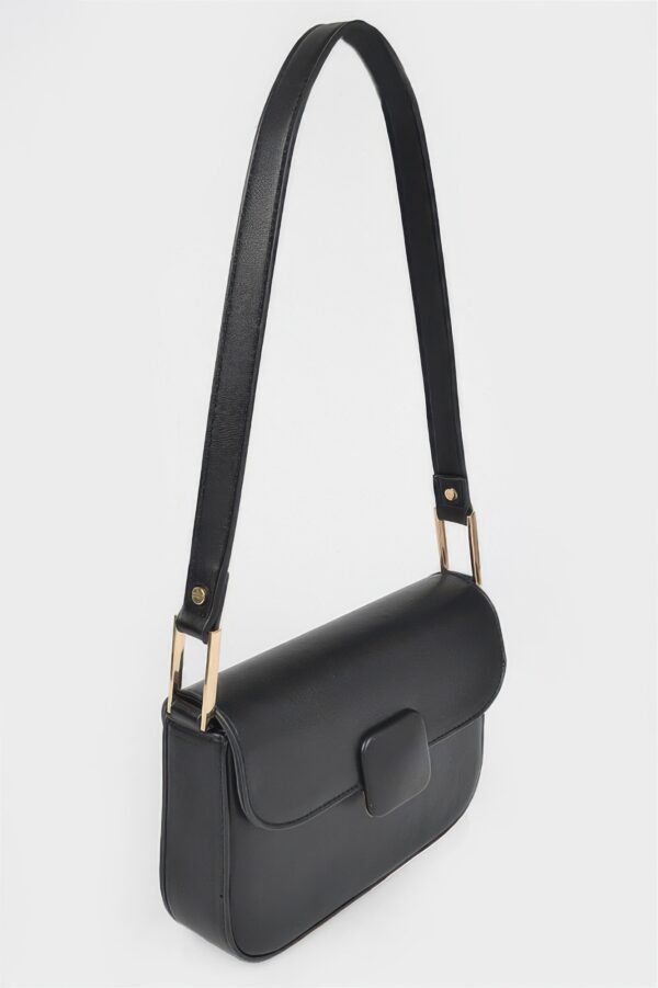 Faux Leather Shoulder Bag – Mixed-Metal Hardware