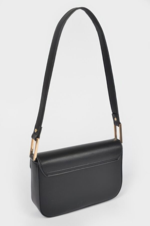 Faux Leather Shoulder Bag – Mixed-Metal Hardware