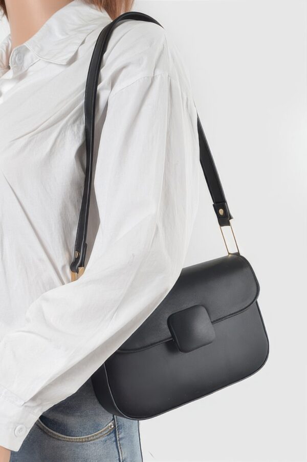 Faux Leather Shoulder Bag – Mixed-Metal Hardware