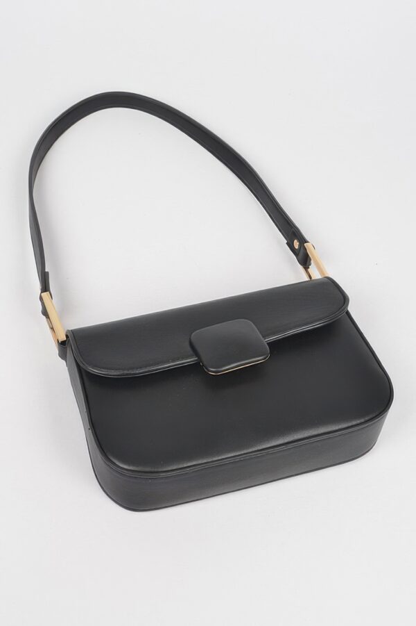 Faux Leather Shoulder Bag – Mixed-Metal Hardware