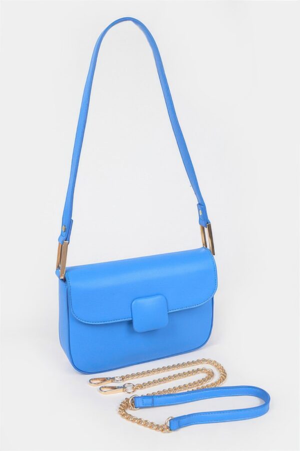 Faux Leather Shoulder Bag – Mixed-Metal Hardware