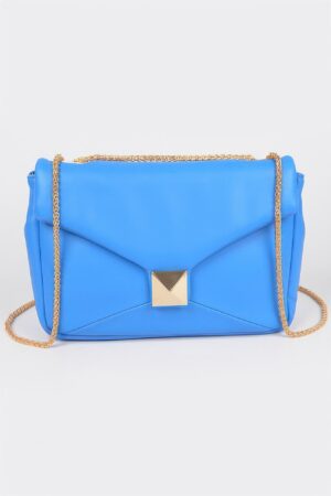 Faux Leather Flap Crossbody Bag – Mixed Metal Hardware