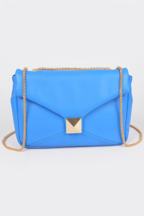 Faux Leather Flap Crossbody Bag – Mixed Metal Hardware