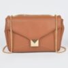 Faux Leather Flap Crossbody Bag – Mixed Metal Hardware