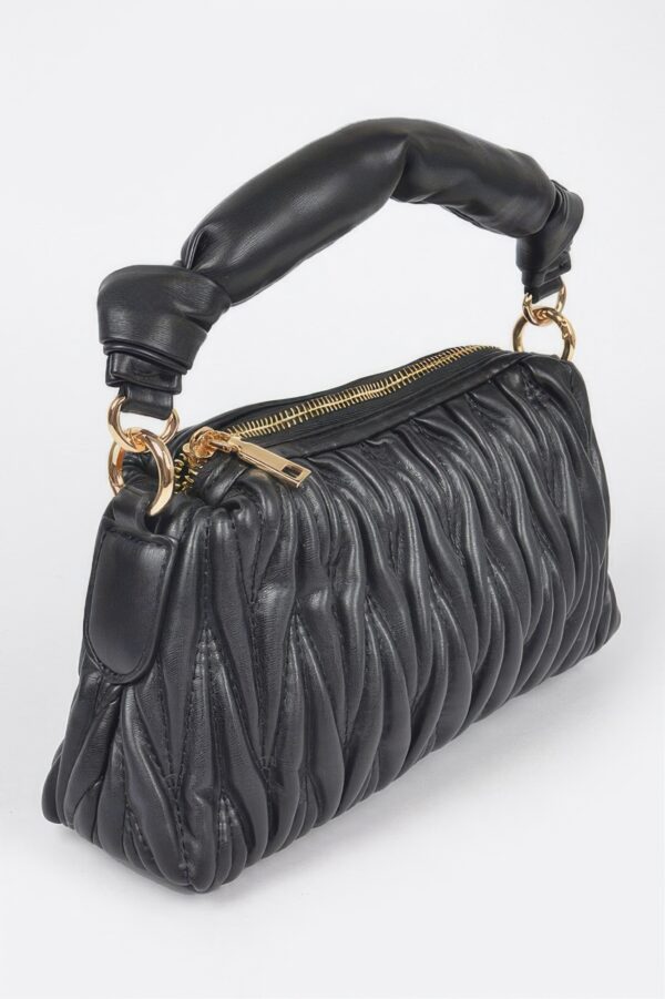 Quilted Faux Leather Top-Handle Bag – Mixed Metal Accents
