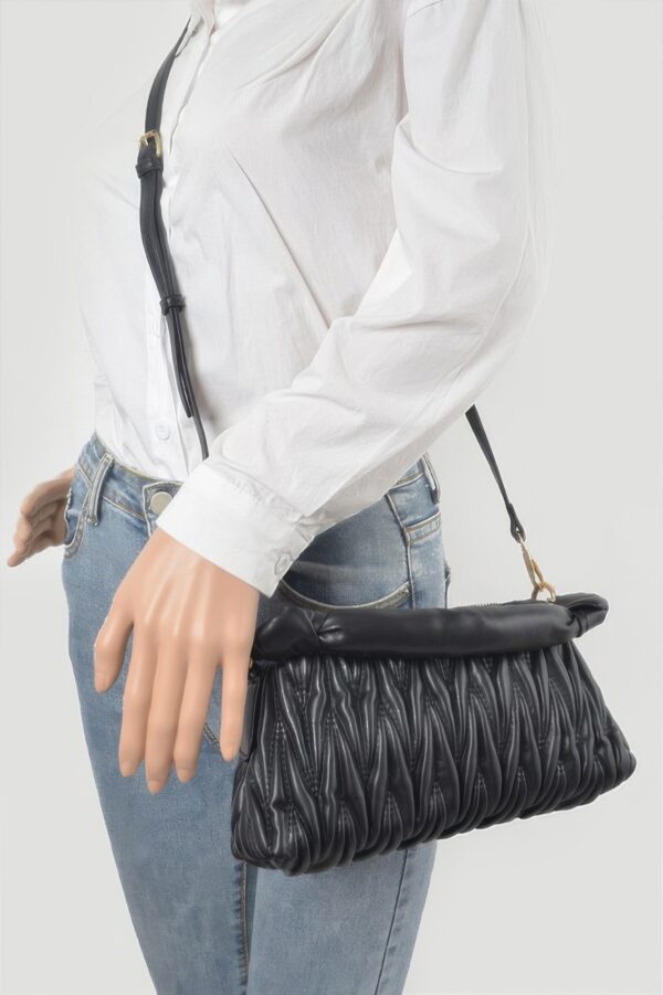 Quilted Faux Leather Top-Handle Bag – Mixed Metal Accents