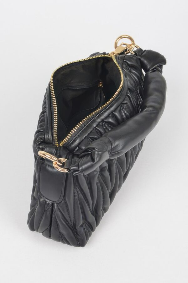 Quilted Faux Leather Top-Handle Bag – Mixed Metal Accents