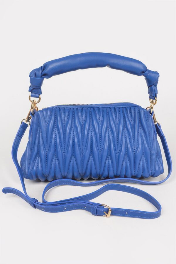 Quilted Faux Leather Top-Handle Bag – Mixed Metal Accents