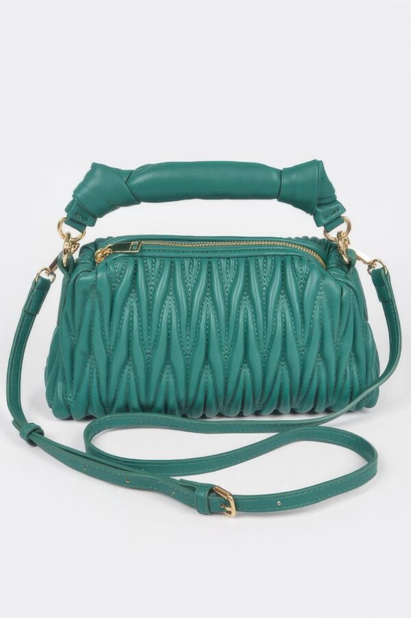 Quilted Faux Leather Top-Handle Bag – Mixed Metal Accents