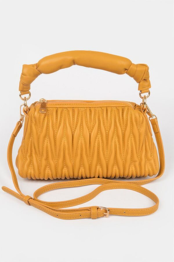 Quilted Faux Leather Top-Handle Bag – Mixed Metal Accents