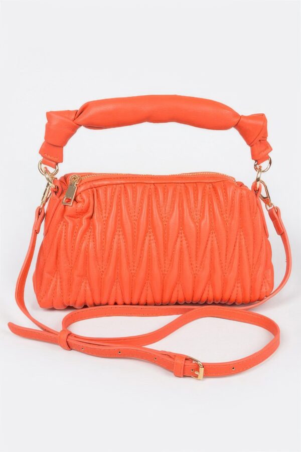 Quilted Faux Leather Top-Handle Bag – Mixed Metal Accents