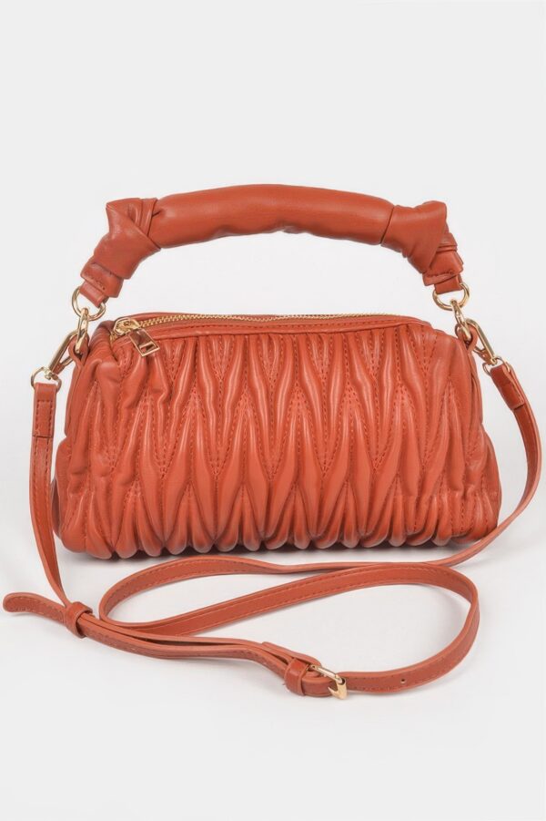 Quilted Faux Leather Top-Handle Bag – Mixed Metal Accents