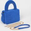 Plush Faux Fur Top-Handle Clutch Bag