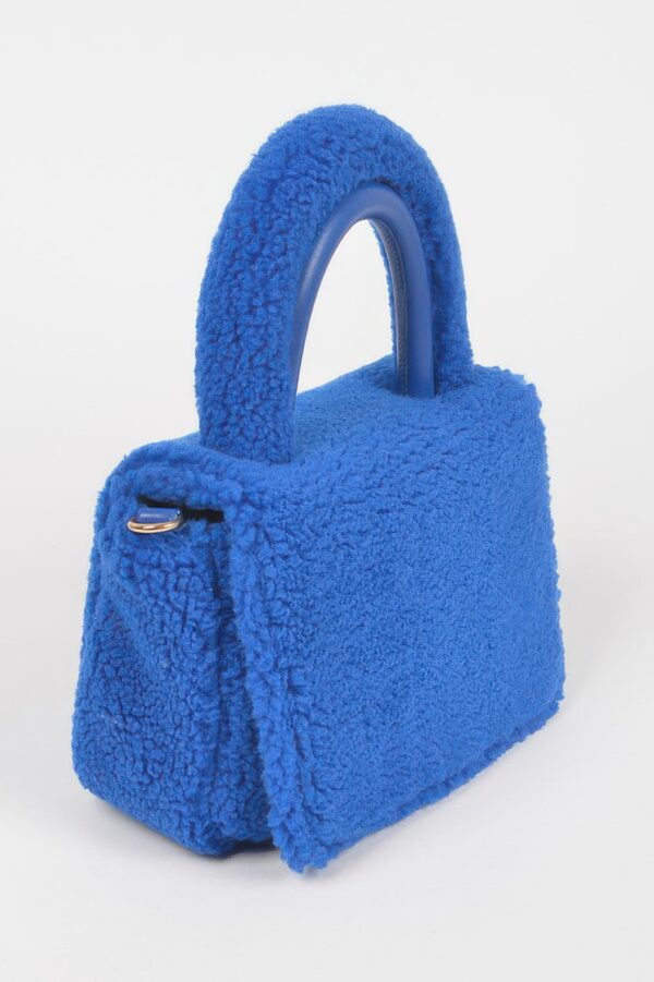 Plush Faux Fur Top-Handle Clutch Bag