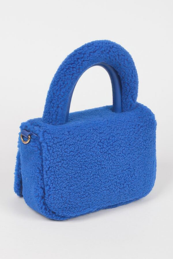 Plush Faux Fur Top-Handle Clutch Bag