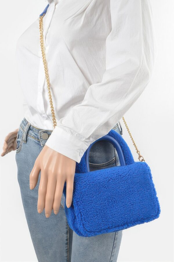 Plush Faux Fur Top-Handle Clutch Bag