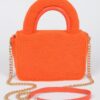 Plush Faux Fur Top-Handle Clutch Bag