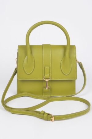 Faux Leather Top Handle Bag – Structured Compact Design
