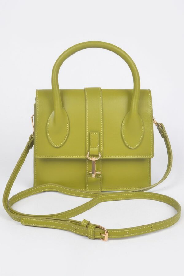 Faux Leather Top Handle Bag – Structured Compact Design