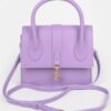 Faux Leather Top Handle Bag – Structured Compact Design