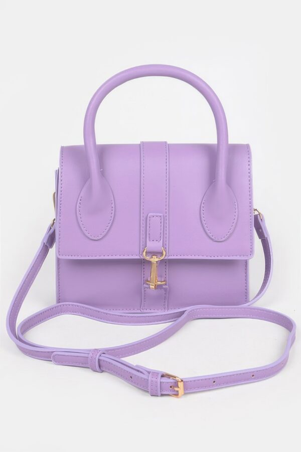 Faux Leather Top Handle Bag – Structured Compact Design