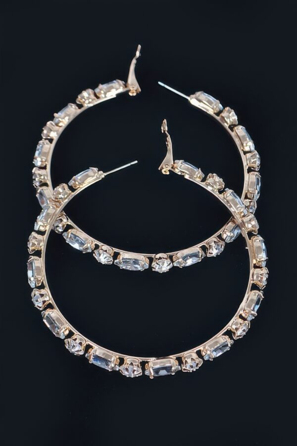 Multi-Rhinestone Hoop Earrings – Polished Circular Hoops