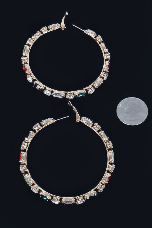 Multi-Rhinestone Hoop Earrings – Polished Circular Hoops