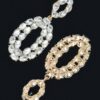 Rhinestone Oval Dangle Earrings – Elongated Drop