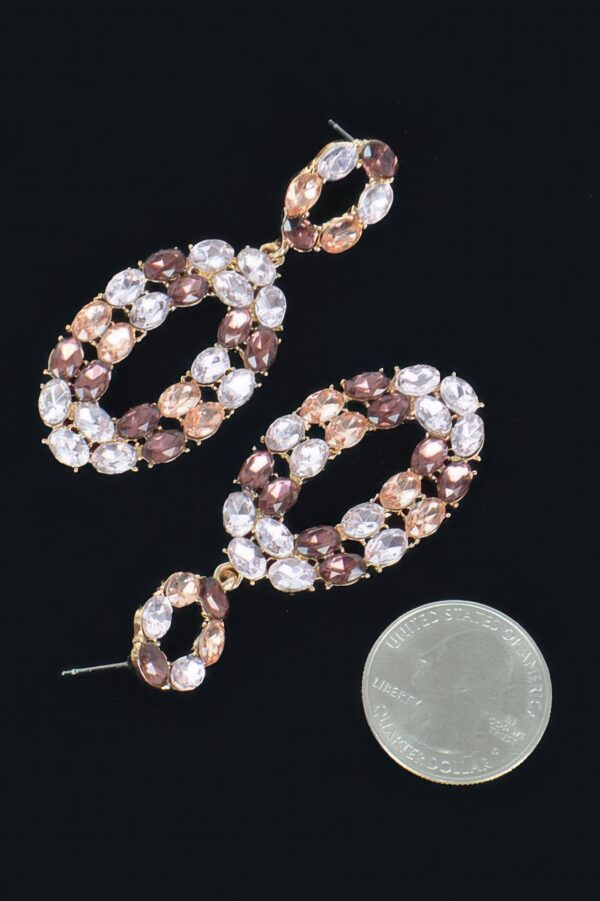Rhinestone Oval Dangle Earrings – Elongated Drop