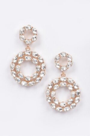 Rhinestone Round Dangle Earrings – Circular Drop