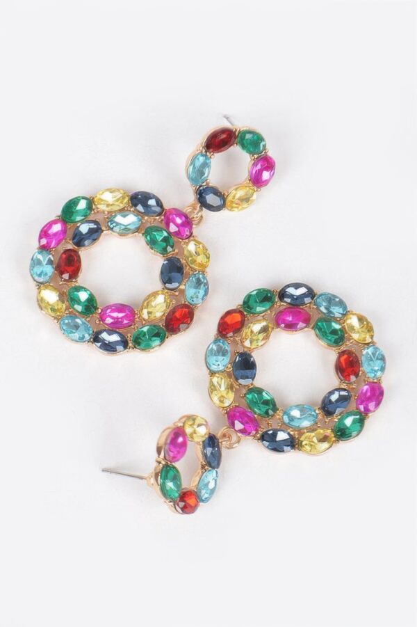 Rhinestone Round Dangle Earrings – Circular Drop