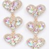 Triple Heart Gem Drop Earrings – Layered Sparkle