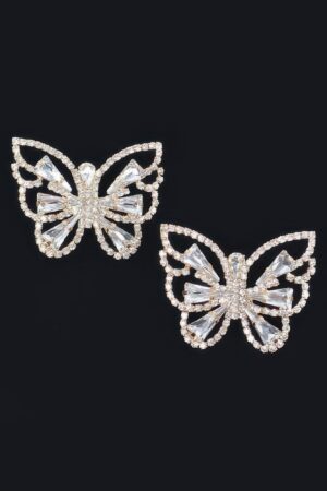 Butterfly Rhinestone Earrings – Clear Gem Silhouette