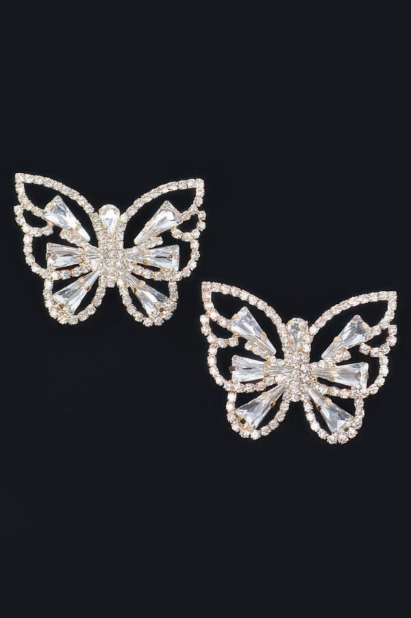 Butterfly Rhinestone Earrings – Clear Gem Silhouette