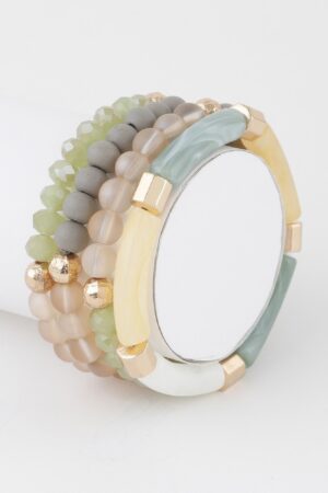 Multi Bead Tube Bracelet – Colorful Textured Stackable