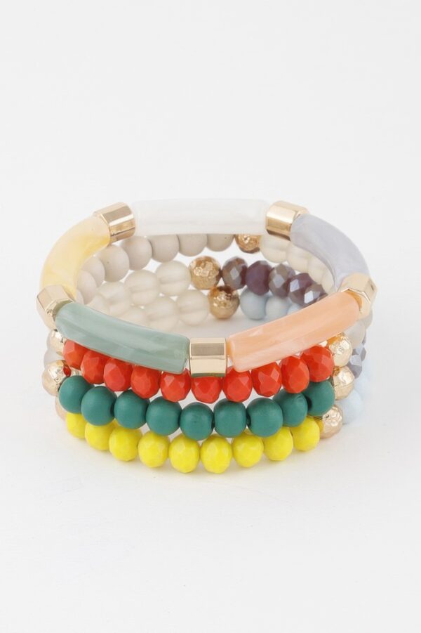 Multi Bead Tube Bracelet – Colorful Textured Stackable