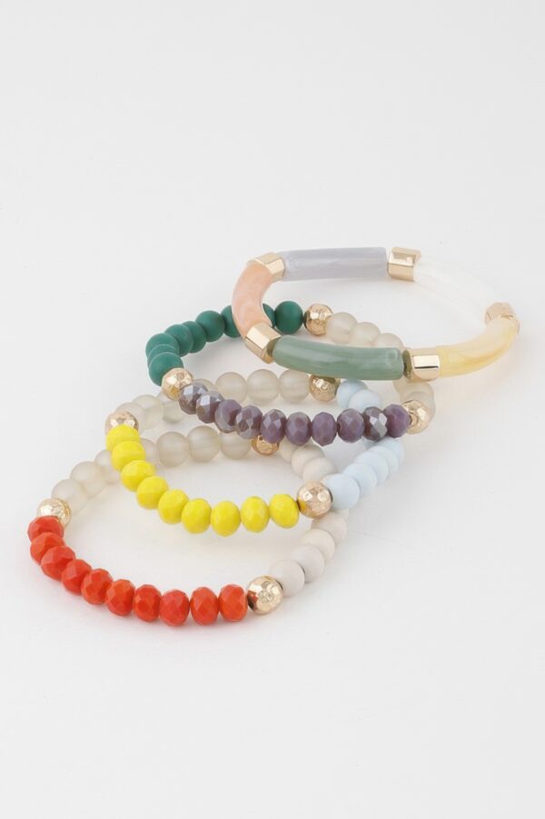 Multi Bead Tube Bracelet – Colorful Textured Stackable